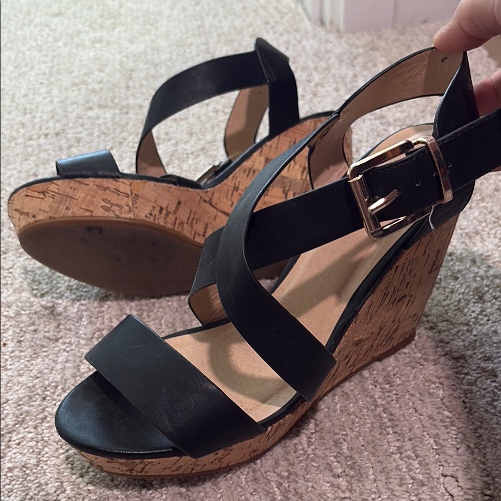 Elegant Black Wedge Sandals